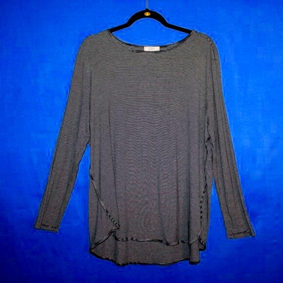 LOFT Tops - LOFT Outlet Striped Long Sleeve Shirt - Women's Size XL - Black & White Tunic